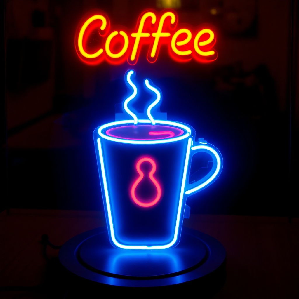 Neon coffee cup generated by Evie